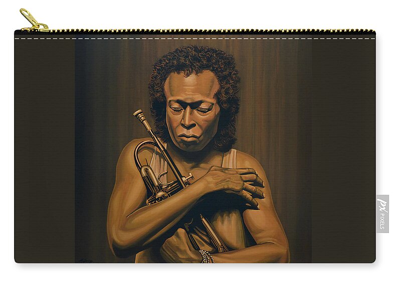 Miles Davis Carry-all Pouch featuring the painting Miles Davis Painting by Paul Meijering