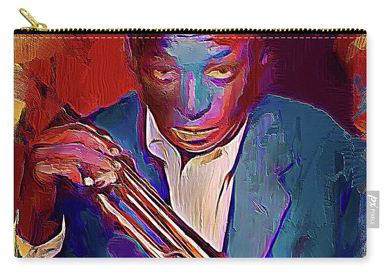 Painting Zip Pouch featuring the digital art Miles Davis by Ted Azriel