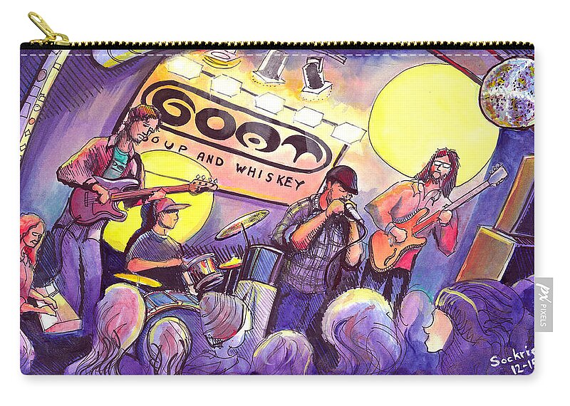 Miles Zip Pouch featuring the painting Miles Guzman Band by David Sockrider