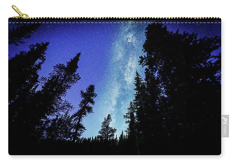 Stars Zip Pouch featuring the photograph Milky Way Among the Trees by Phil And Karen Rispin