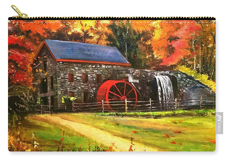 Mill House Zip Pouch featuring the painting Mill house by Rose Wang