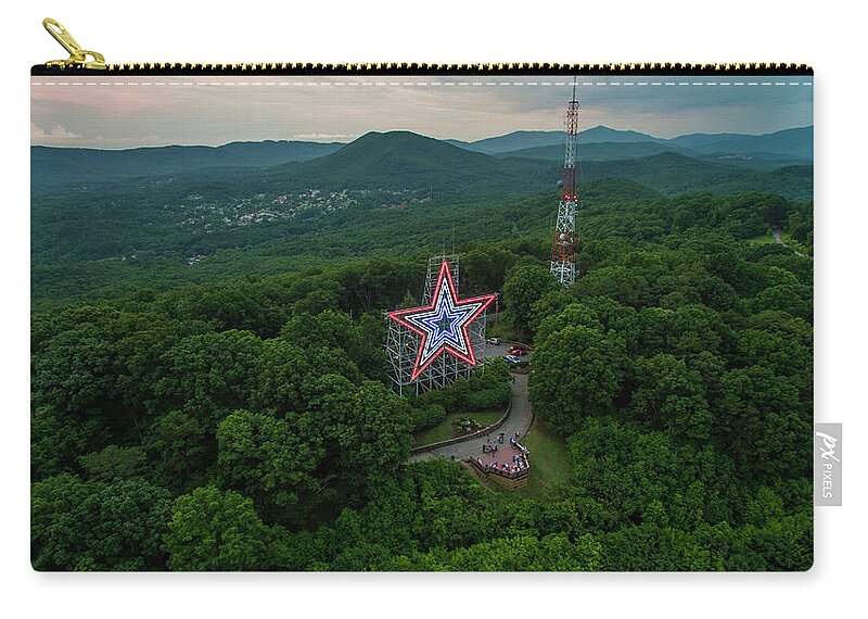 Mill Mountain Zip Pouch featuring the photograph Mill Mountain RWB2 by Star City SkyCams