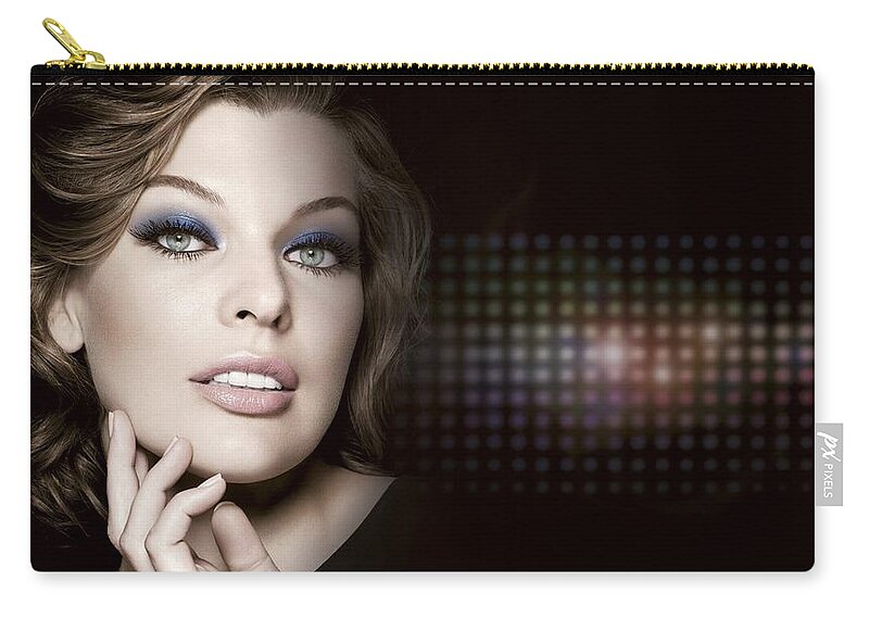 Milla Jovovich Zip Pouch featuring the photograph Milla Jovovich by Jackie Russo