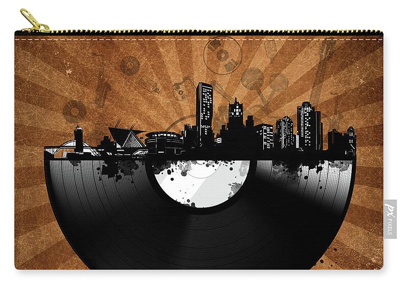 Milwaukee Zip Pouch featuring the digital art Milwaukee Skyline Vinyl 5 by Bekim M