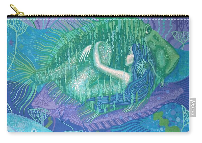 Mermaid Zip Pouch featuring the painting Mimicry by Julia Khoroshikh