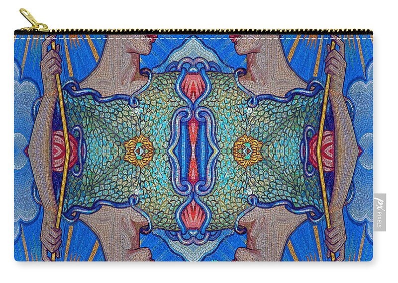 Minerva Zip Pouch featuring the painting Minerva Goddess Of Wisdom Surreal Pop Art 2 by Tony Rubino