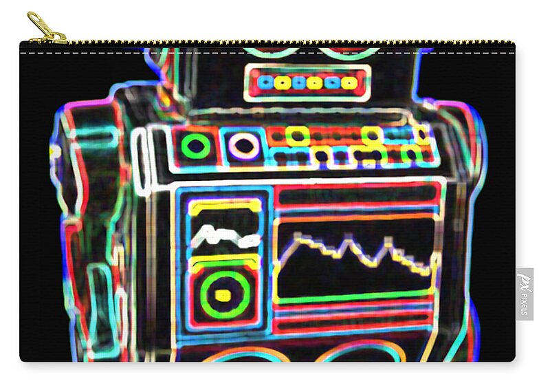 Robot Carry-all Pouch featuring the digital art Mini D Robot by DB Artist
