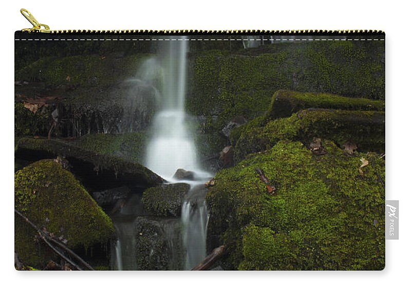 Waterfall Zip Pouch featuring the photograph Mini Waterfall in the Forest by Jeff Severson