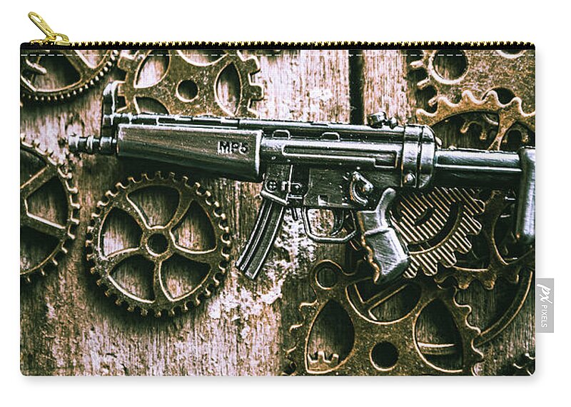 Mp5 Zip Pouch featuring the photograph Miniature MP5 submachine gun by Jorgo Photography