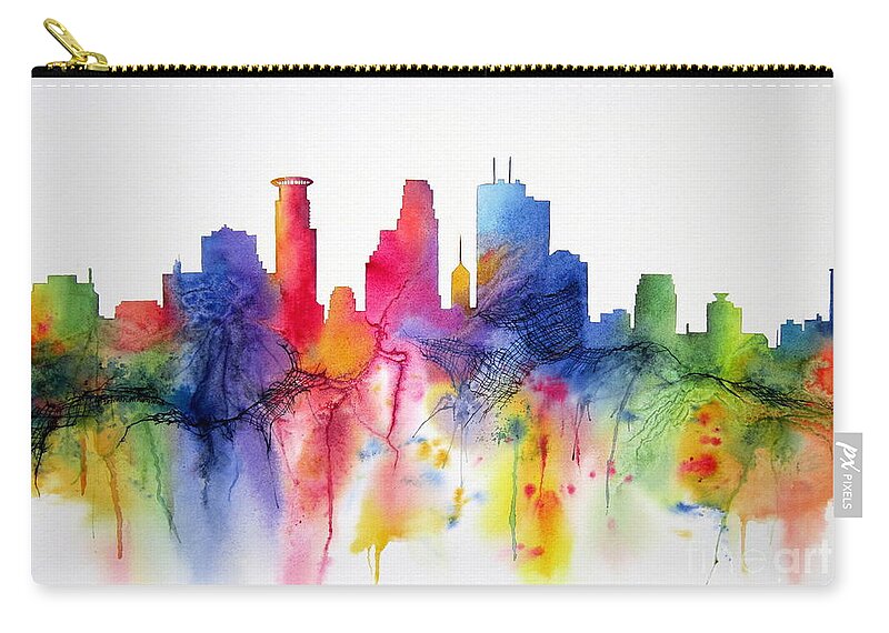 Minneapolis Zip Pouch featuring the painting Minneapolis Magic by Deborah Ronglien