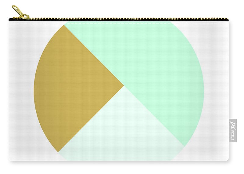 Round Zip Pouch featuring the digital art Mint and Gold Ball- by Linda Woods by Linda Woods