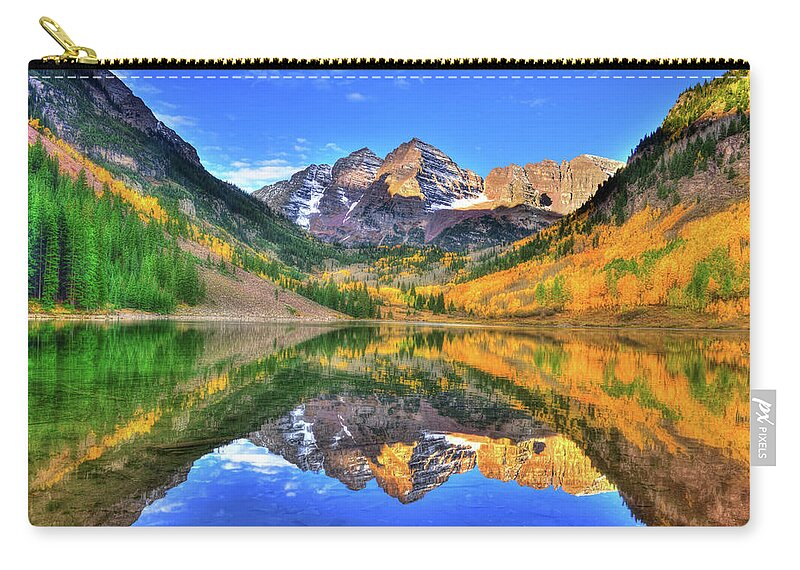 Colorado Zip Pouch featuring the photograph Mirror of Autumn by Midori Chan