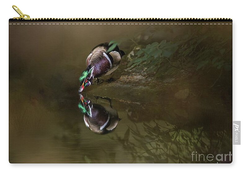 Wood Duck Zip Pouch featuring the photograph Mirror,Mirror.. by Eva Lechner