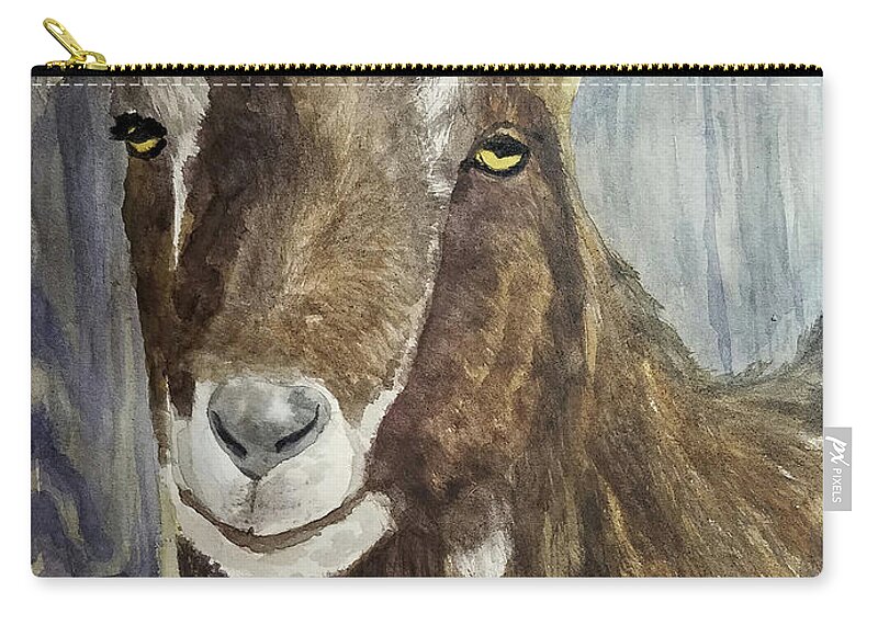 Goat Zip Pouch featuring the painting Miss O'Brien by Sharon E Allen