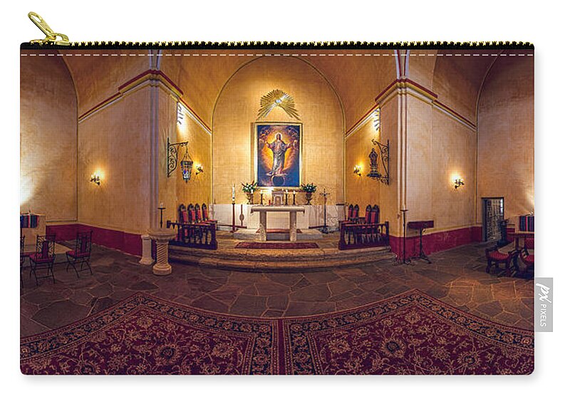 San Antonio Zip Pouch featuring the photograph Mission Concepcion Pano by Tim Stanley