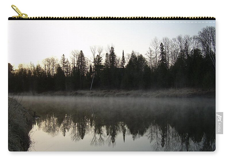 Mississippi River Zip Pouch featuring the photograph Mississippi river fog reflection by Kent Lorentzen
