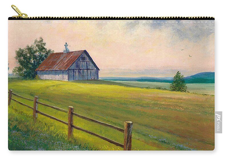 Missouri Zip Pouch featuring the painting Missouri Barn by Randy Welborn