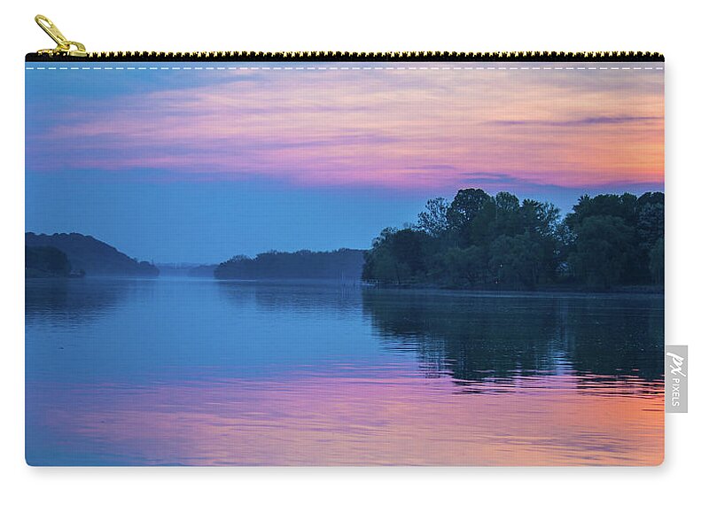 Mist Zip Pouch featuring the photograph Mist on the Ohio River by Jonny D