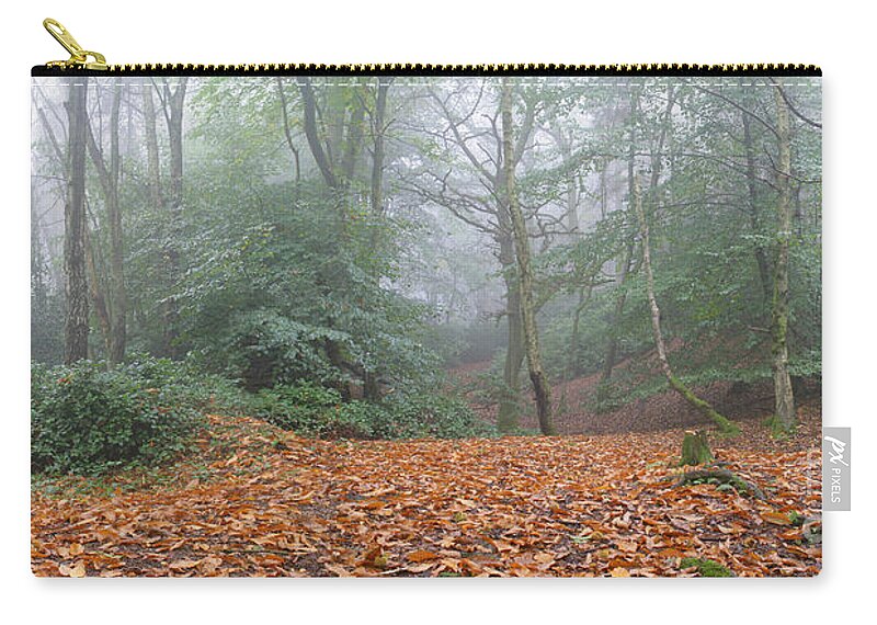 Misty Beech Zip Pouch featuring the photograph Misty Beech woodland by Warren Photographic