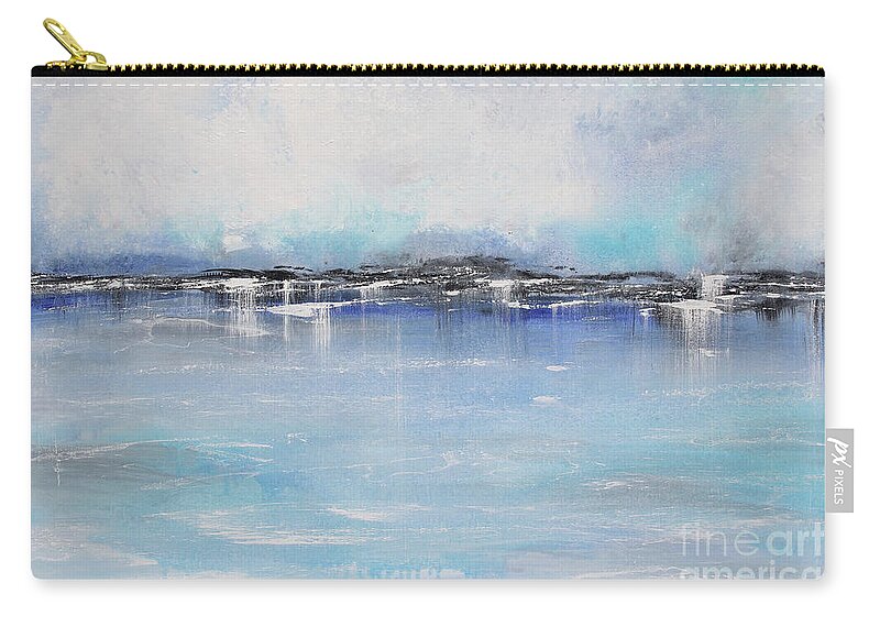 Abstract Zip Pouch featuring the painting Misty Blue-A by Jean Plout