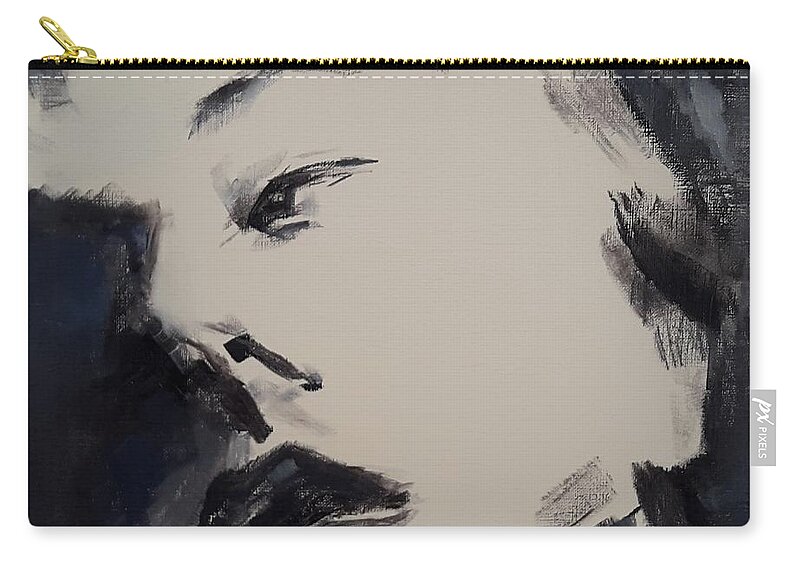 Face Zip Pouch featuring the painting Misty Blue by Christel Roelandt