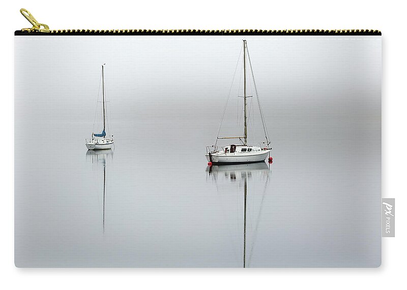 Boats Zip Pouch featuring the photograph Misty Boats by Grant Glendinning