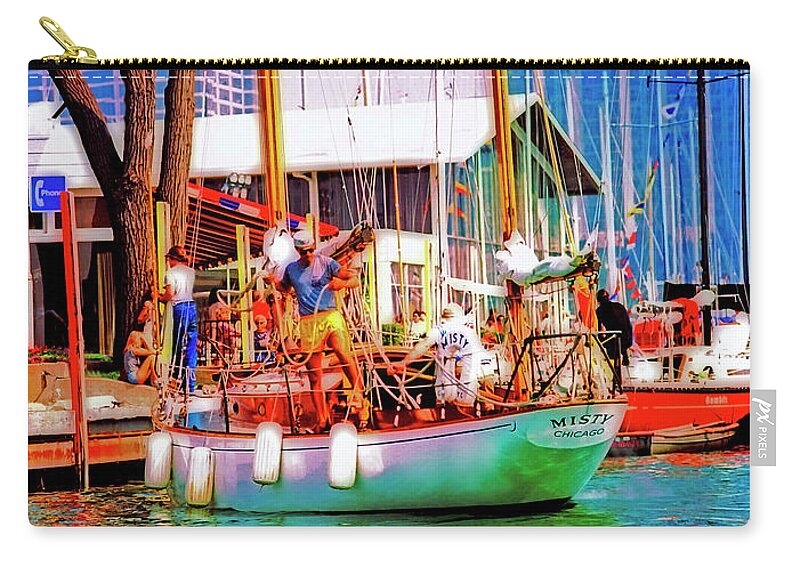Misty Zip Pouch featuring the photograph Misty Chicago Chicago Yacht Club by Tom Jelen