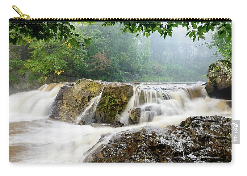 Chestnut Zip Pouch featuring the photograph Misty Creek by Michael Scott