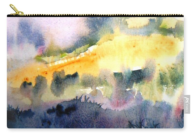 Misty Dawn Zip Pouch featuring the painting Misty Dawn over Ploughed Field by Trudi Doyle
