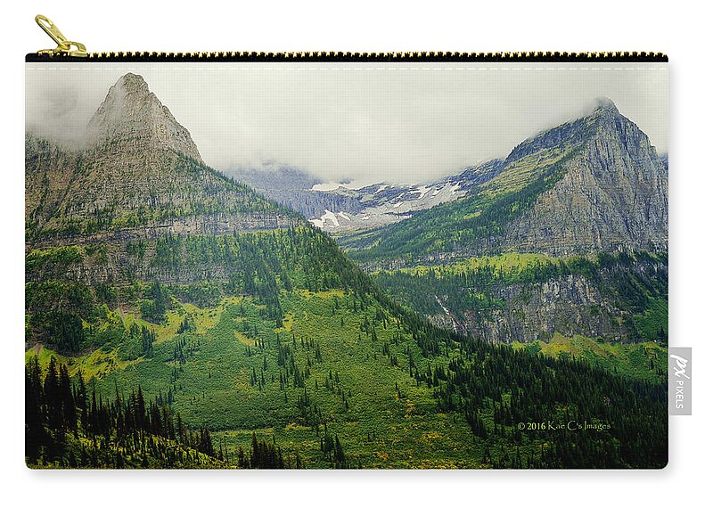 Mountains Zip Pouch featuring the photograph Misty Glacier National Park View by Kae Cheatham