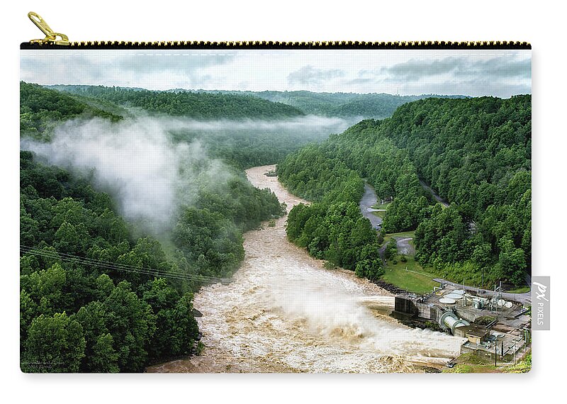Summersville Carry-all Pouch featuring the photograph Misty Morning At Summersville Lake Dam by Mark Allen