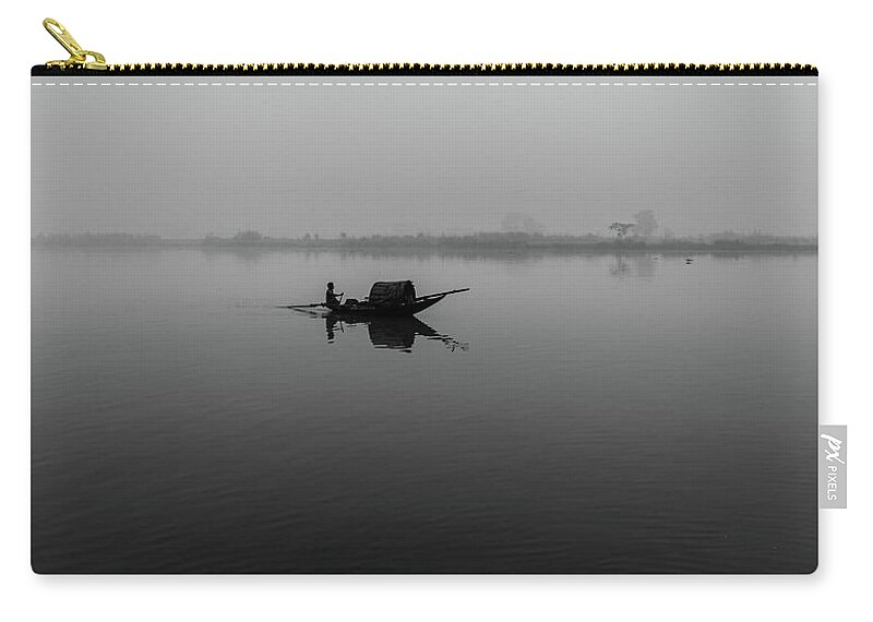Chriscousins Zip Pouch featuring the photograph Misty Morning on The Lower Ganges by Chris Cousins