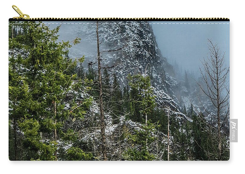 Landscape Zip Pouch featuring the photograph Misty Pinnacle by Jason Brooks