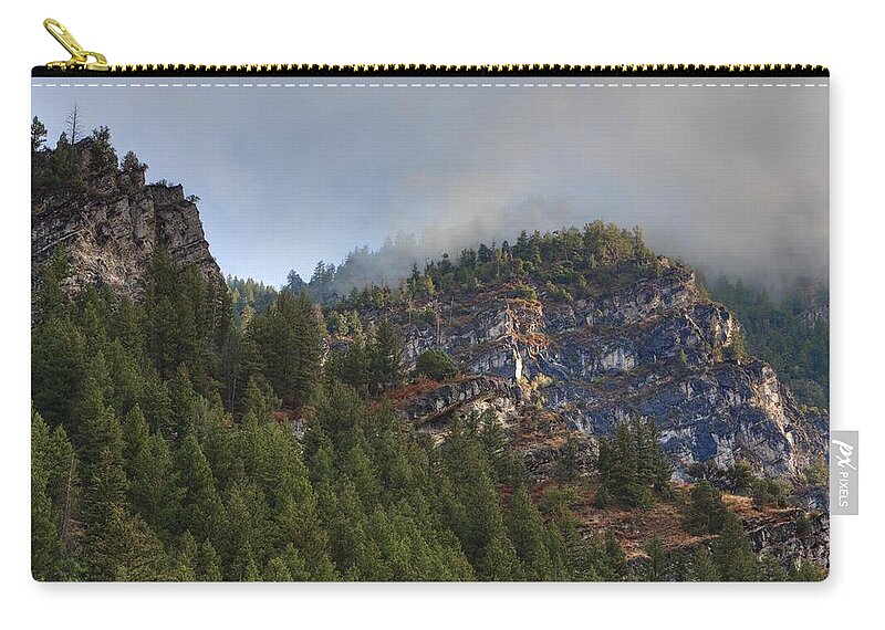 Canyon Zip Pouch featuring the photograph Misty Ridge by David Andersen