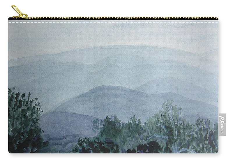 Misty Zip Pouch featuring the painting Misty Shenandoah by Donna Walsh