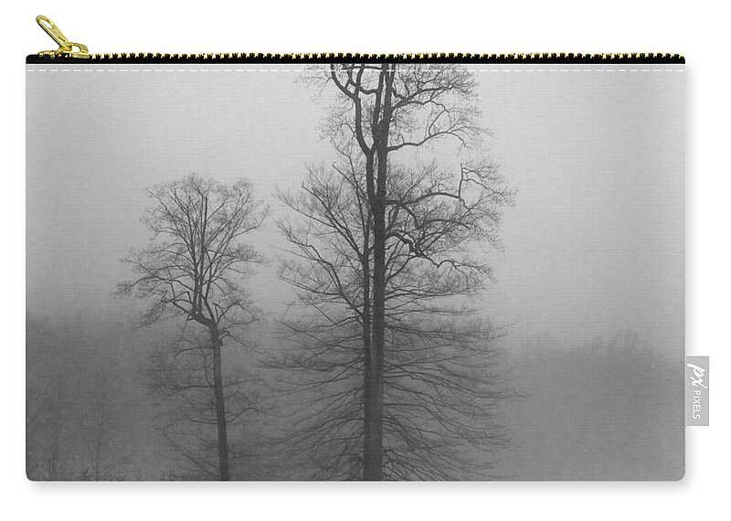 Black And White Carry-all Pouch featuring the photograph Misty Winter Day by GeeLeesa Productions