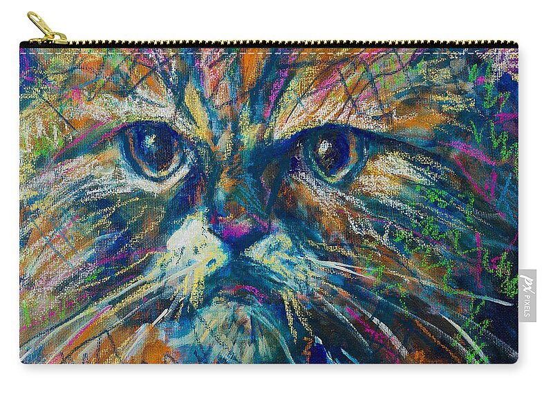 Cat Zip Pouch featuring the mixed media Mixed feelings by Maxim Komissarchik