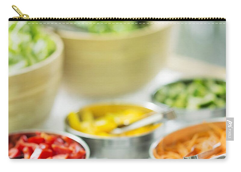 Bar Zip Pouch featuring the photograph Mixed Vegetables In Salad Bar Display by JM Travel Photography