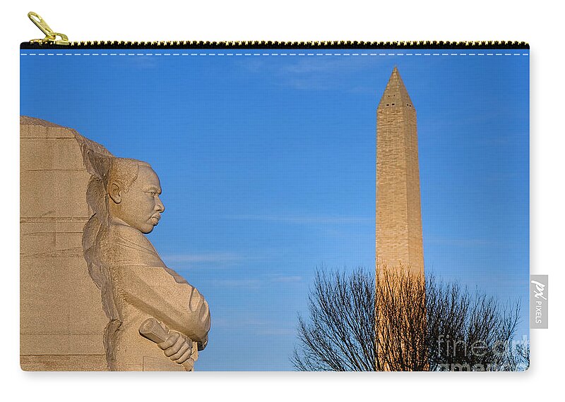 Washington Zip Pouch featuring the photograph MLK and Washington Monuments by Olivier Le Queinec