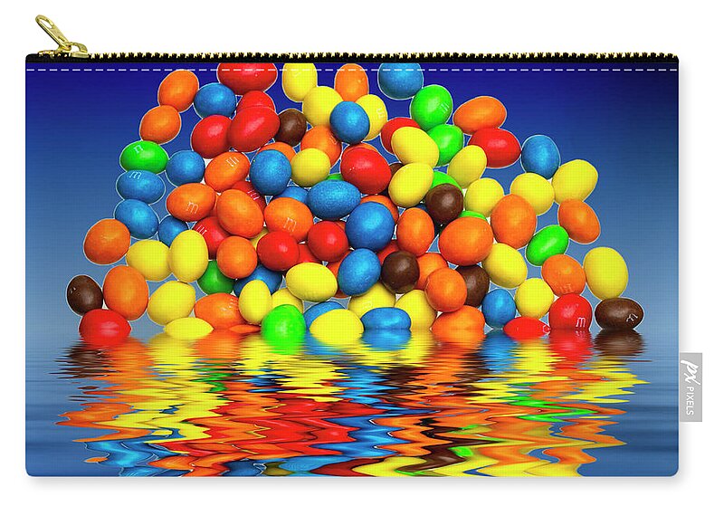 Chocolate Zip Pouch featuring the photograph MM chocolate sweets by David French
