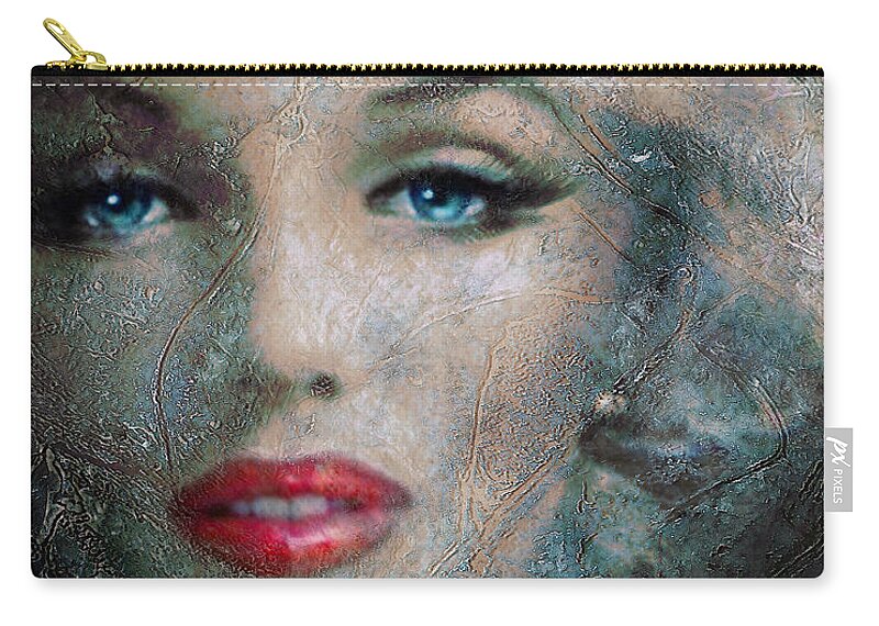 Marilynmonroe Zip Pouch featuring the painting MM frozen red by Angie Braun