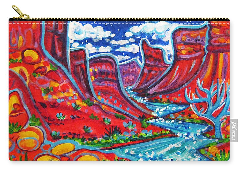 Rachel Houseman Zip Pouch featuring the painting Moab River Gorge NightScape by Rachel Houseman