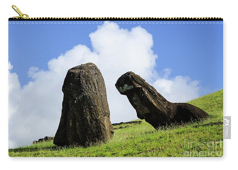 Easter Island Zip Pouch featuring the photograph Moai Rapa Nui 7 by Bob Christopher