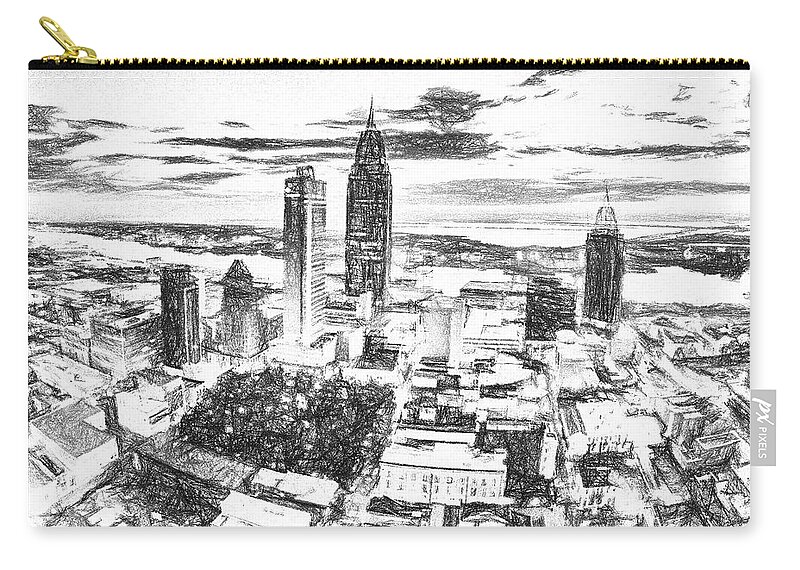 Mobile Zip Pouch featuring the photograph Mobile Alabama Sunrise Quick Sketch by Michael Thomas