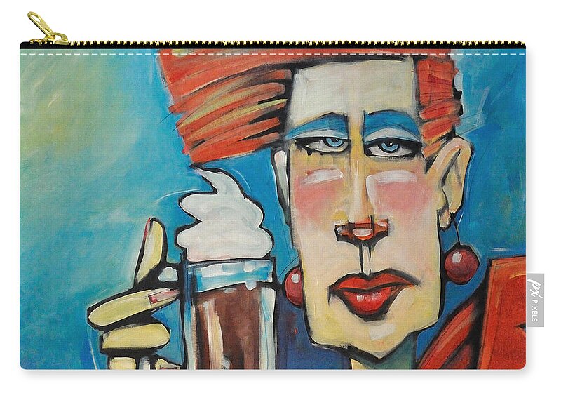 Mocha Zip Pouch featuring the painting Mocha Double Shot by Tim Nyberg