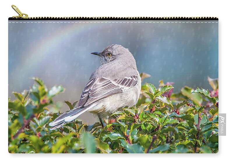 Mockingbird Zip Pouch featuring the photograph Mockingbird Rainbow by Cathy Kovarik