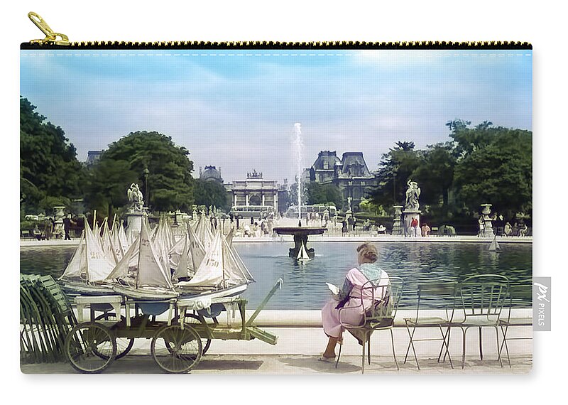 Paris Zip Pouch featuring the photograph Model Sailboat Basin, Paris by Richard Goldman