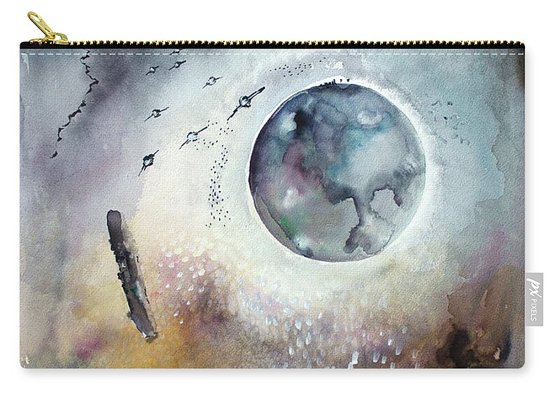 Watercolors Zip Pouch featuring the painting Modern Art Travel Log 02 Dec 4 2017 by Ginette Callaway