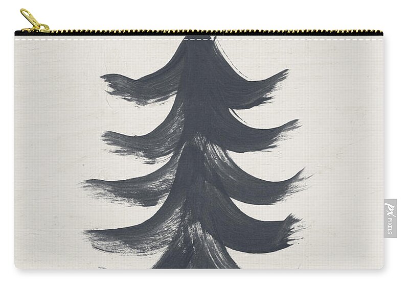 Contemporary Zip Pouch featuring the painting Modern Primitive Black and Gold Tree 1- Art by Linda Woods by Linda Woods