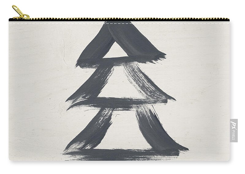 #faaAdWordsBest Zip Pouch featuring the painting Modern Primitive Black and Gold Tree 2- Art by Linda Woods by Linda Woods